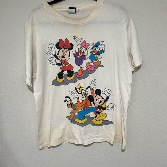 Vintage 90s Disney Mickey Unlimited Unisex White Dancing Mickey & Friends Tee OS - Picture 1 of 9